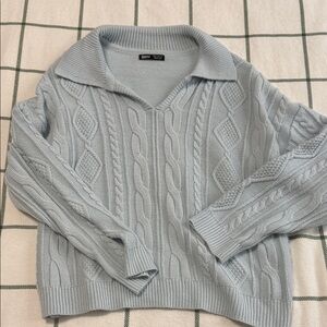 SHEIN Light Blue Cable Knit Sweater